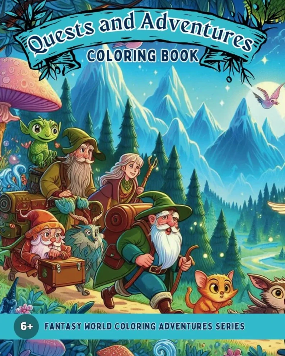 Quests and Adventures colouring book cover